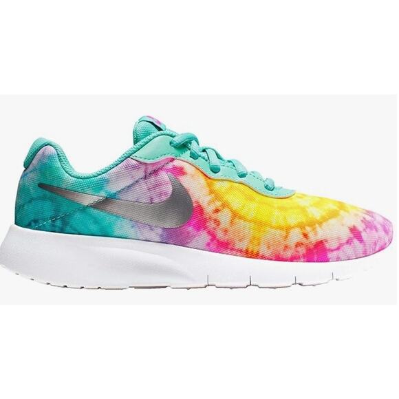 Nike Other - NIKE Tanjun Sneakers Tie Dye Print Tropical Twist / Metallic Silver Size 5.5